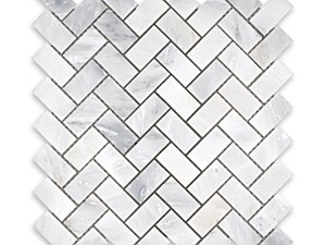 Oriental White Marble Herringbone 1 x 2 Polished or Honed